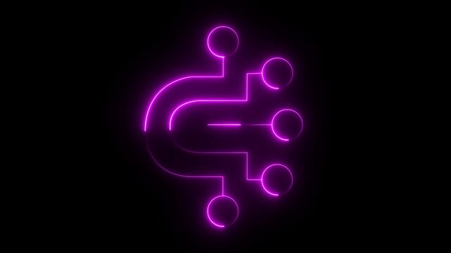 Digital data purple color icon animation. animation line machine learning icon. Artificial intelligence. Loop HD video