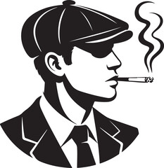 Retro illustration of a man smoking a cigarette