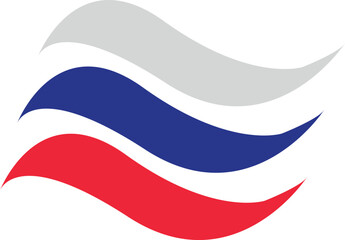 Russia flag wave isolated or transparent background vector illustration.