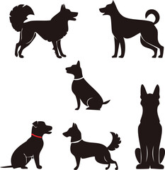 High-Quality Dog Silhouettes A Versatile Animal Silhouette Set for Design Projects