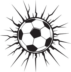 Soccer ball breaking through wall illustration