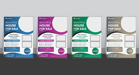 Real Estate House for Sale Flyer Template &ndash; Editable EPS Vector Design for Property Promotion & Advertising