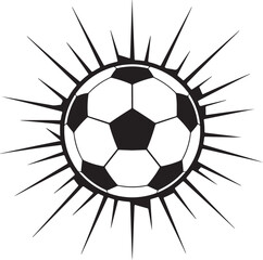 Soccer ball in burst black and white vector