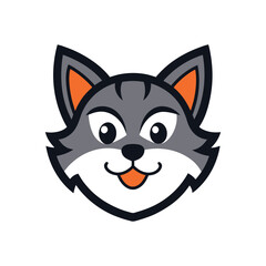 Cartoon Playful Cat Head Mascot Illustration for Children Games and Logo Designs