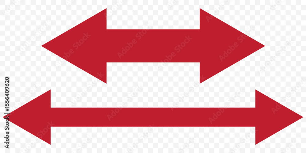 Poster double sided arrow icon vector on transparent background. two way arrow icon. dual sided arrow vecto