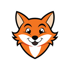 Cartoon Smiling Fox Head Mascot Illustration for Kids Animal Logos and Branding