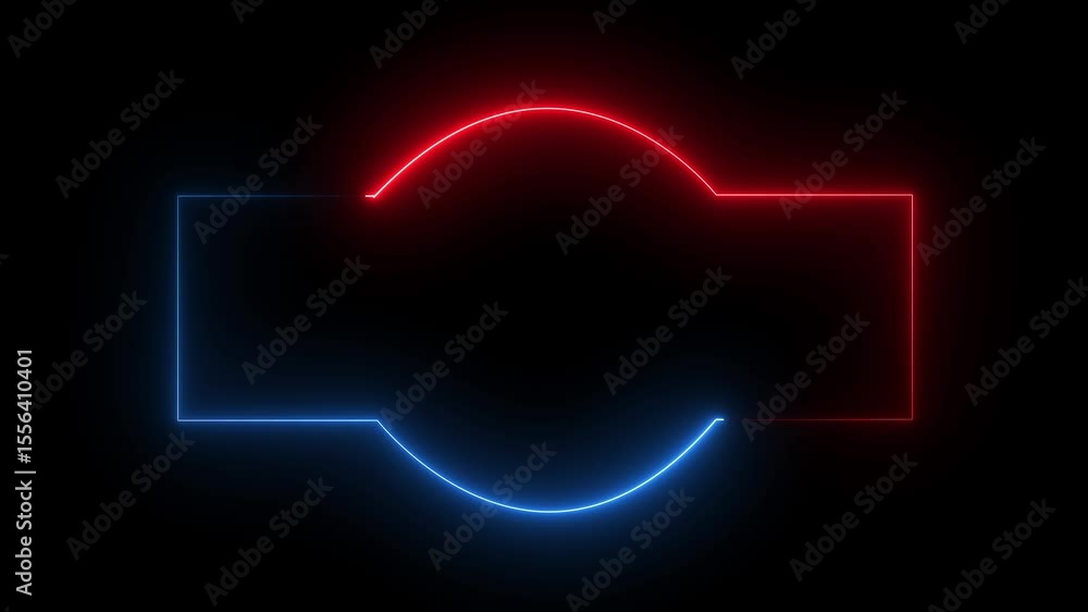 Fototapete seamless loop animated rectangle picture frame with two tone neon color 4k video motion graphic isol
