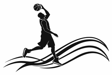 playing basketball a man sihouette black vector