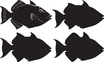Triggerfish ocean life silhouette vector illustration