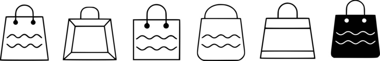 Six shopping bags with wavy patterns and handles paper bags gift bags