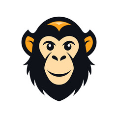 Chimpanzee Head Mascot Logo Vector Illustration for Powerful Jungle Animal Logos