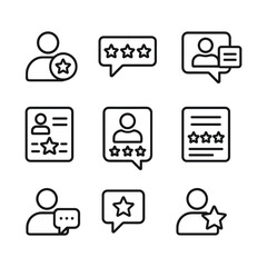 Rating and customer satisfaction icon collection. Outline symbols. Line design