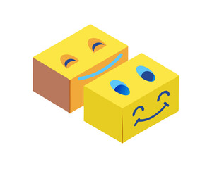 Fototapeta premium Vector Illustration of Emoticon Isometric Icon and Three Dimensional Design. 