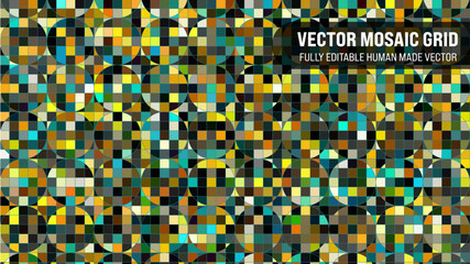 Vector Mosaic Grid Of Geometric Patterns	