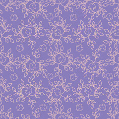 Fototapeta premium Tropical flower pattern seamless, silhouette of blooming, hand drawn botanical, Floral leaf for spring and Summer time, natural ornaments for textile, fabric, wallpaper, background design. 