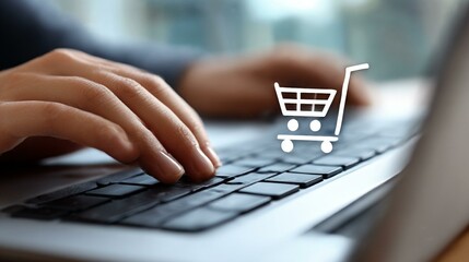 Shopping online on a laptop