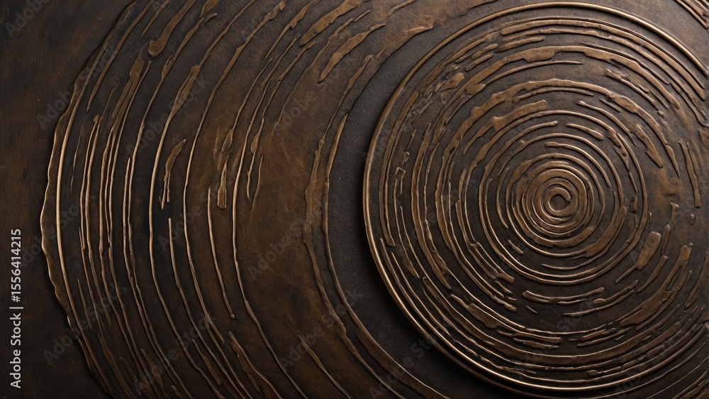 Poster intricate circular patterns created from metallic material showcase texture and depth with a mix of 