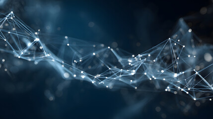 Abstract glowing white network of nodes and lines technology