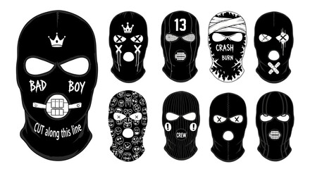 Collection of Stylish Balaclava Designs Vector Illustrations