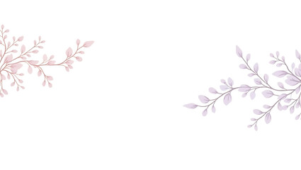 Elegant Pastel Floral Corner Design: Soft Pink and Lavender Watercolor Branches on White Background