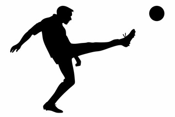 playing football a man sihouette black vector