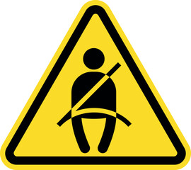 Seat belt warning sign. Black on yellow background. Safety signs and symbols.