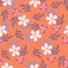 Modern floral with flowers print. Seamless pattern. Hand drawn style.