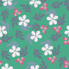 Tropical flower pattern seamless, silhouette of blooming, hand drawn botanical, Floral leaf for spring and Summer time, natural ornaments for textile, fabric, wallpaper, background design.
