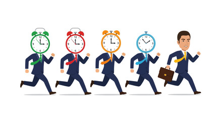 Businessman Running Out of Time Illustration of Time Management and Deadlines
