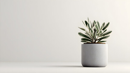 Small Potted Plant with Unique Gray and Green Leaves