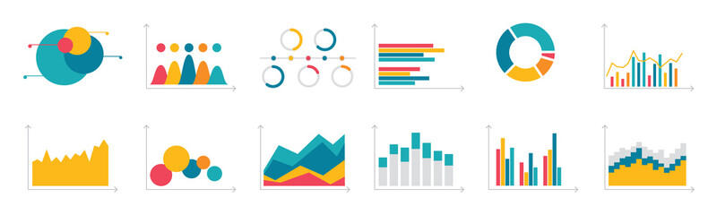 Colorful abstract data chart, finance and business graph.