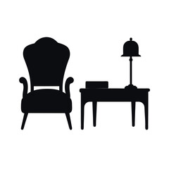 Fototapeta premium comfortable desk chair silhouette office black vector