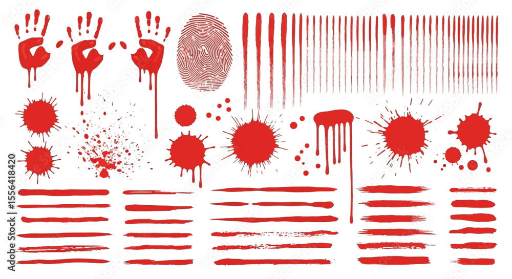 Poster red blood splatter and handprint vector graphics high-resolution downloadable assets for design proj