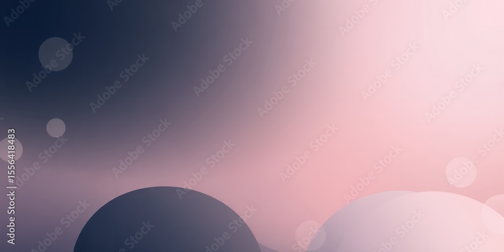 Poster abstract gradient background with blurred spheres and soft pink to dark blue color transition