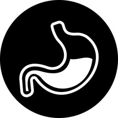 Stomach organ icon biology digestion function. contains gastric juice to aid digestion and ascend to the intestine. Stomach ache, healthcare symbol. Anatomy, healthy. silhouette Outline, flat design.