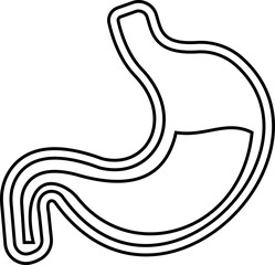 Stomach organ icon biology digestion function. contains gastric juice to aid digestion and ascend to the intestine. Stomach ache, healthcare symbol. Anatomy, healthy. silhouette Outline, flat design.