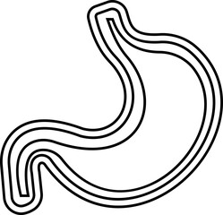 Stomach organ icon biology digestion function. contains gastric juice to aid digestion and ascend to the intestine. Stomach ache, healthcare symbol. Anatomy, healthy. silhouette Outline, flat design.