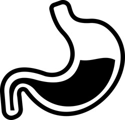 Stomach organ icon biology digestion function. contains gastric juice to aid digestion and ascend to the intestine. Stomach ache, healthcare symbol. Anatomy, healthy. silhouette Outline, flat design.