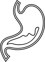 Stomach organ icon biology digestion function. contains gastric juice to aid digestion and ascend to the intestine. Stomach ache, healthcare symbol. Anatomy, healthy. silhouette Outline, flat design.