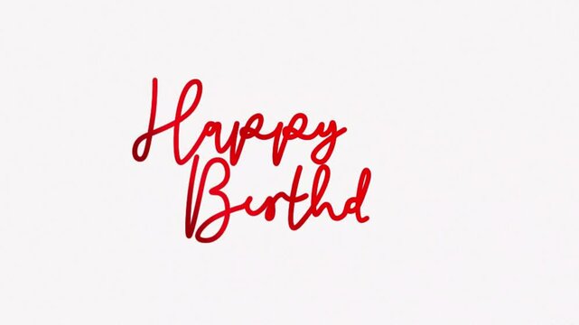 happy birthday Hand drawn calligraphy monoline vintage text on background. Calligraphy lettering animation video Full HD,One line continuous animated typography intro outro  red type