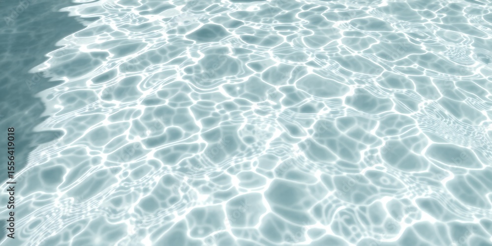 Poster A close up view of water surface with light reflecting and creating patterns and ripples