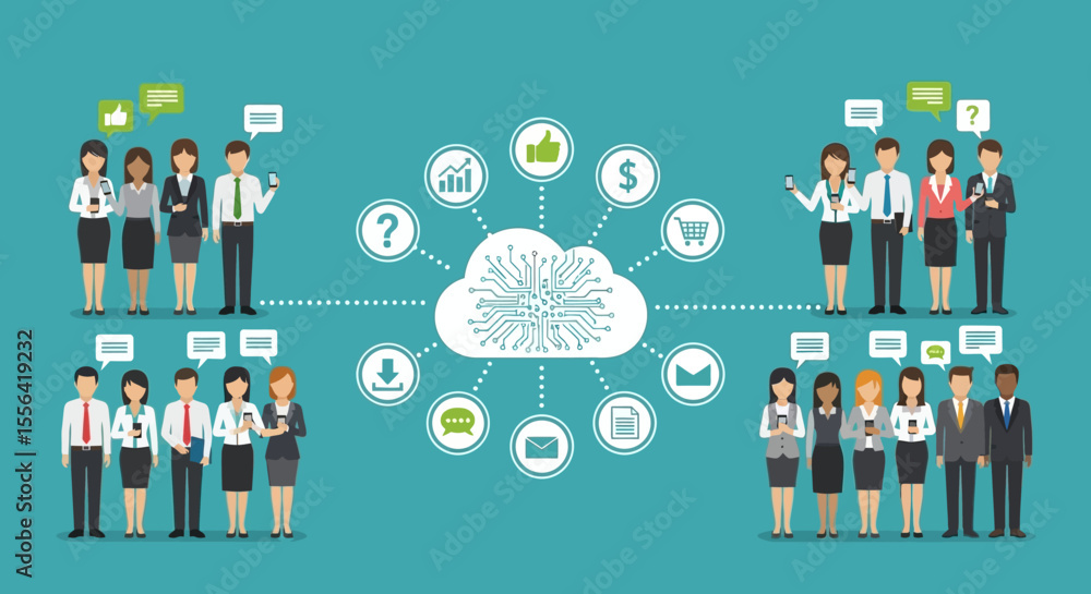 Poster global business network cloud computing and collaboration