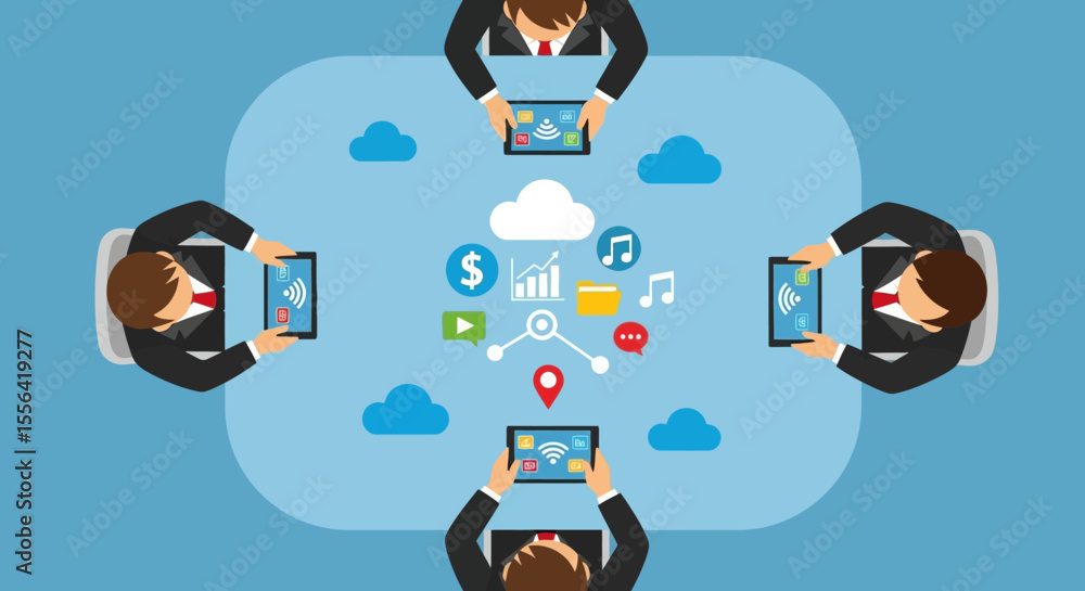 Poster collaborative teamwork cloud computing & data sharing in business