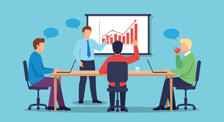 Business Meeting Team Collaboration, Data Analysis, and Strategic Planning