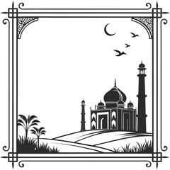 silhouette border frame white background