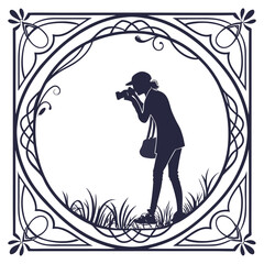 silhouette border frame white background