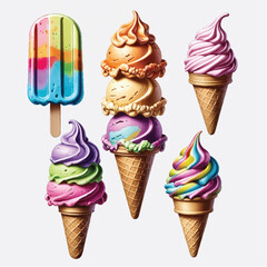 Delicious strawberry and vanilla ice cream cones, a sweet dessert set perfect for a cold summer treat