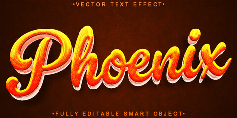  Legendary Fiery Phoenix Mythical Rebirth Flame Style Design Vector Fully Editable Smart Object Text Effect