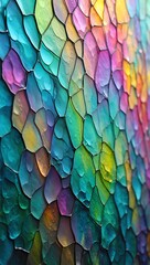 Fototapeta premium Vibrant mosaic of iridescent scales in a colorful spectrum of blues greens and purples