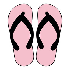 Flip Flops. Flip Flops Vector Illustration. Summer Footwear. Summer Beach Footwear, Flip Flops Isolated. Flat Design Pink Flip Flops Vector. Cute Flip Flops in Flat Style for Summer Design
